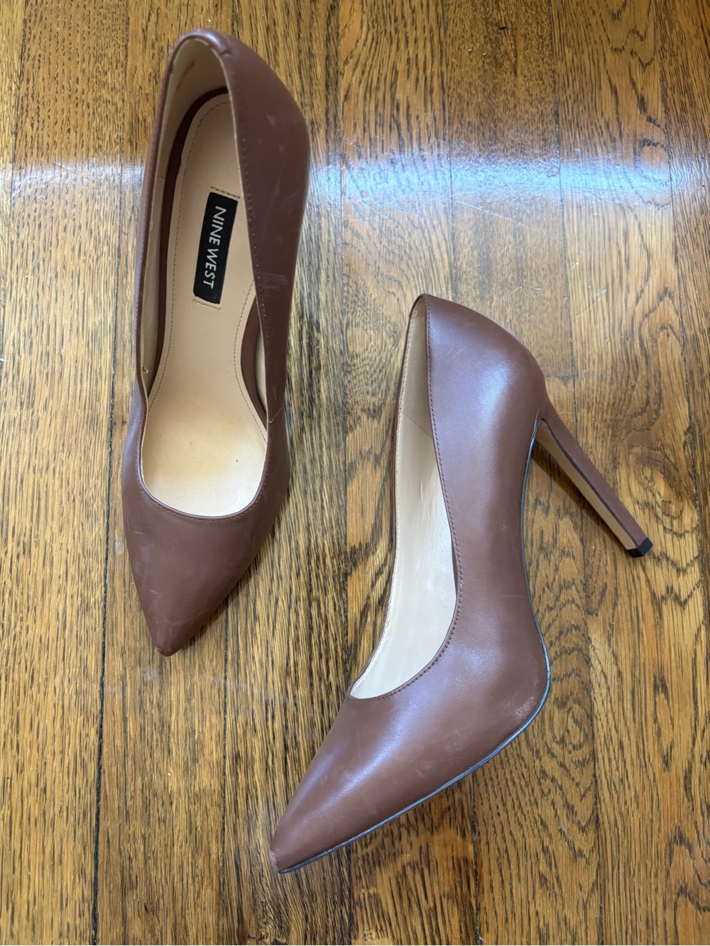 Nine West Tatiana Brown Leather Heels